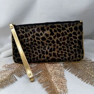 LOFT Glitter leopard wristlet